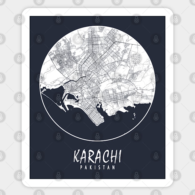 Karachi, Pakistan City Map - Full Moon Magnet by deMAP Studio